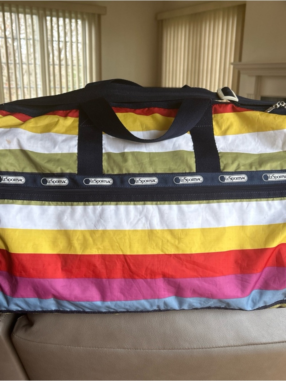 LeSportsac Rainbow Stripe Large Weekender Duffel Travel Bag